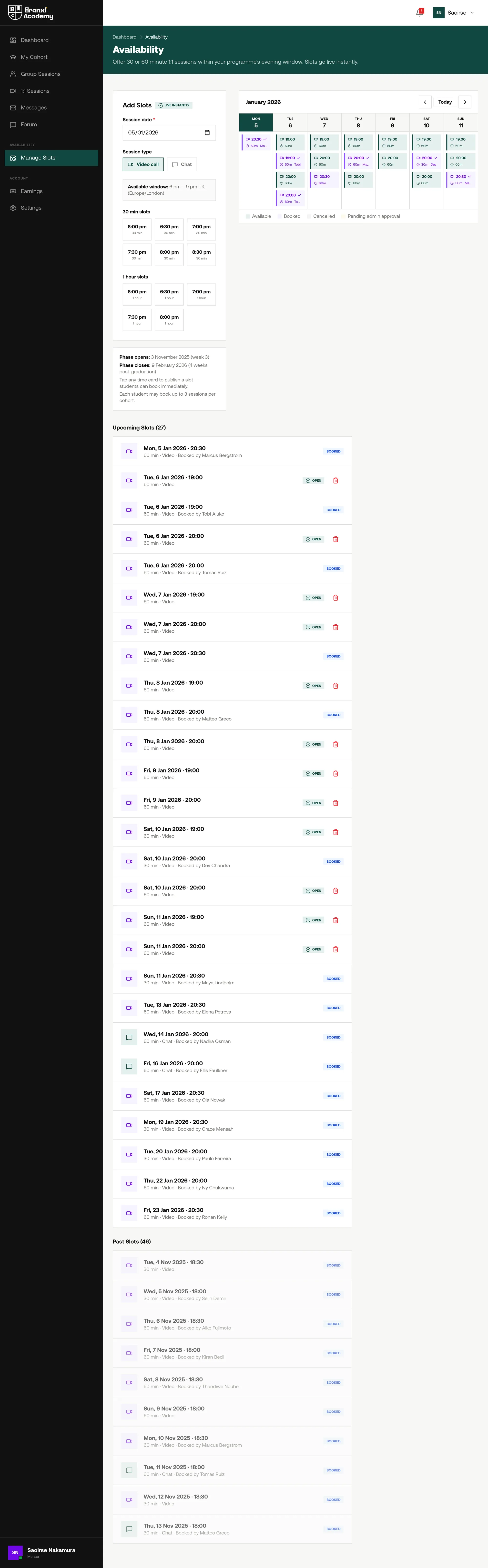 Publishing slots