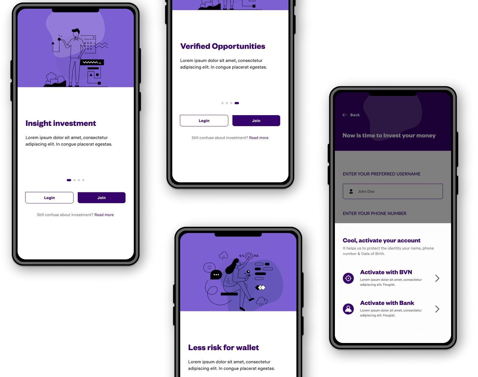 Onboarding screens